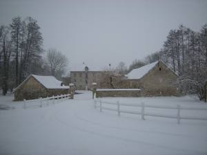 photo du moulin sous la neige